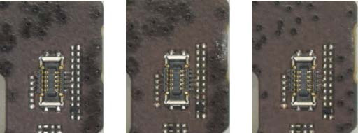 Instrumental detected dark blotches on som PCBs